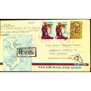 Luftpost Rekommanderet Brev fra Viet Nam til Danmark - 10 - 7 - 1973