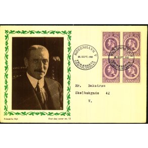 Kong Christian d. X - 75 rs Fdselsdag - Frstedagskuvert.