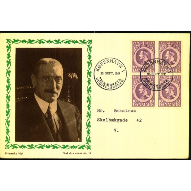 Kong Christian d. X - 75 rs Fdselsdag - Frstedagskuvert.