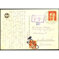 Efterporto - Postkort fra Sverige  9 - 7 - 1975 - Efterporto 40 re.