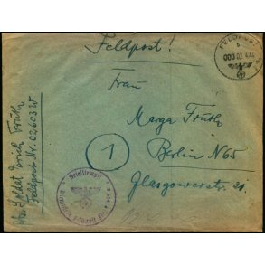 Tysk Feldpostbrev - Feldpoststempel 2 - 4 - 44 - Feldpost No. 02603 W - Til Berlin