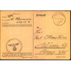 Tysk Feldpostkort - Feldpoststempel  11 - 8 - 43 - Til Wien 66 - No. 41212 C