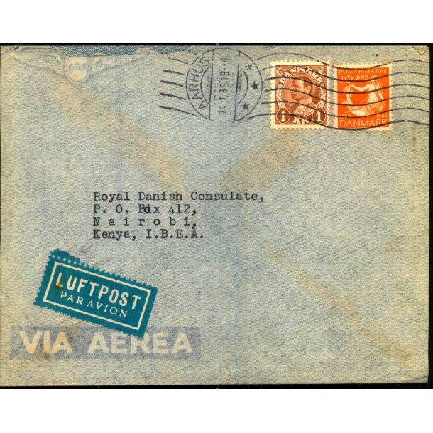 Luftpost Brev fra Danmark til Kenya - 14 - 1 - 36
