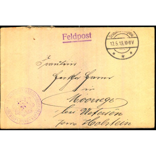 Feldpost - D. Feldpost  12 - 5  -18 - Til Holstein - Med Indhold !