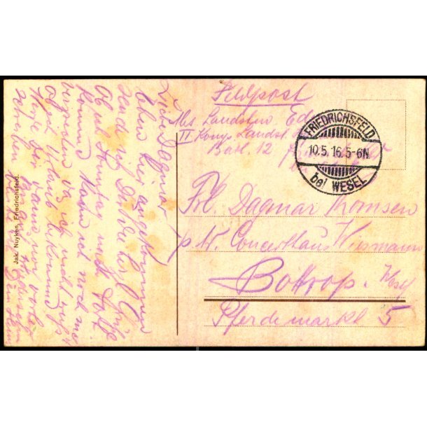 Feldtpost - Frederichfeld 10 - 5 - 16  - Forside : Grus von Truppenubungsplatz