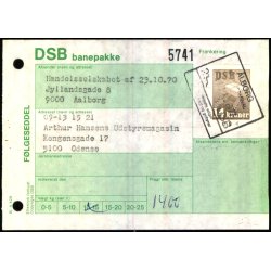 Banepakke DSB - Flgeseddel - 11 - 10 - 77 - 1x14 Kr. - Stemplet