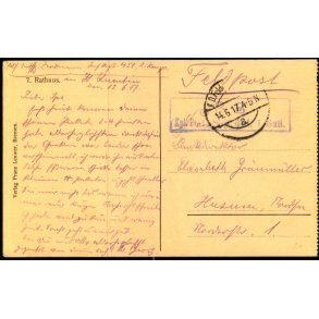 Feldpost - K.D. Feldpost  14 - 6 -17 - Til Husum - Billedside : Rathaus.