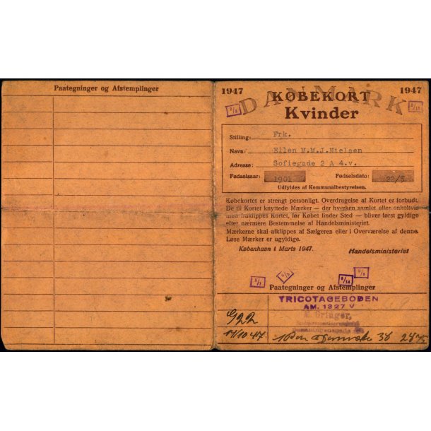 Kbekort - Kvinder med Ptegninger - 2 Verdenskrig