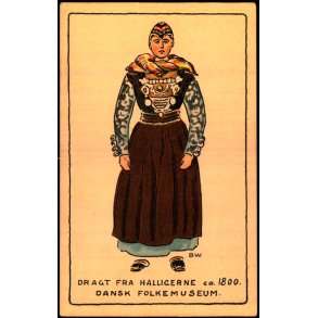 BW - Dragt fra Hallingerne ca. 1800 - Dansk Folkemuseum - Alfred Jocobsen 41 - Ubrugt