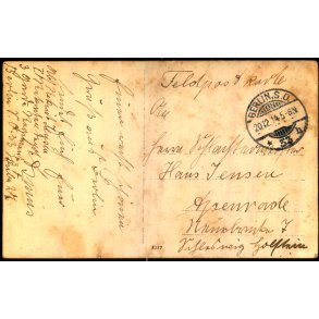 Feldtpostkarte - Berlin 20 - 12 - 14 - Til Apenrade  - Forside : Soldater