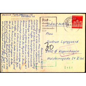 Efterporto - Postkort fra Tyskland  29 - 3 - 1972 - Efterporto 30 re.