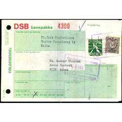 Banepakke DSB - Flgeseddel - 2 - 2 - 79 - 1x21 Kr. - 1x50 re - Stemplet
