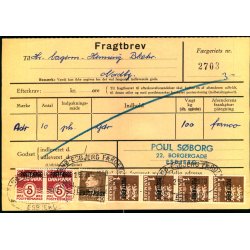  Fragtbrev - x 1kr Rigsvben - 2x5 re Blge. 40 re  Prov.  - Fra Esbjerg til Fan 29. juli 1970