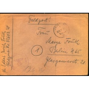 Tysk Feldpostbrev - Feldpoststempel  02 - 6 - 44 - Feldpost No. 02603 W - Til Berlin N. 65