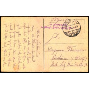 Feldpost - K.D. Feldpostxped.   26 -7 -16 - Til Bachum - Billedside : Treppegraben.