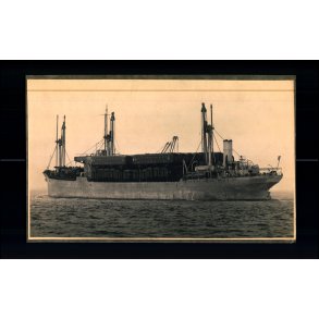 Skib med Tog og Togvogne - A4 billede u/n - 