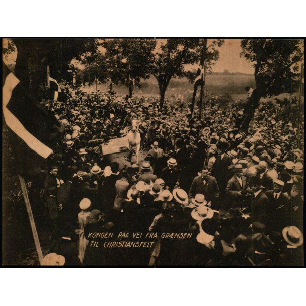 Kongen paa vej fra Grnsen til Christiansfeldt - Billedekort u/n