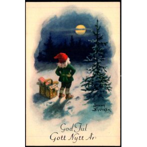 Jenny Nystrm - God Jul - Gott Nytt r - Visitkortformat - A.Eliasson u/n - Ubrugt