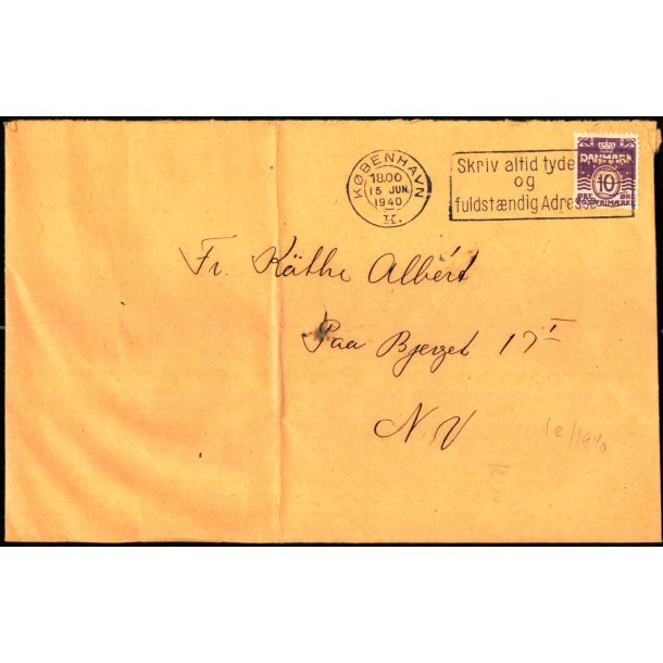 Perfin - Kbenhavns Kommune p Brev - Kommunehospitalet - Stemplet