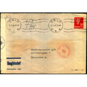Censurbrev fra Norge  31 - 3 - 42 - Til Danmark