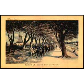 C. Bayer - Frederik VII med sin Stab paa Volden - Alex Vincent 292/4 - Ubrugt