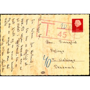 Efterporto - Postkort fra Holland  17 - 8 - 1967 - Efterporto 40 re.