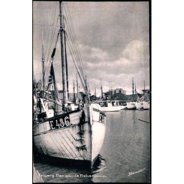 Esbjerg - Den gamle Fiskerihavn - Stender Bagsidetryk - Ubrugt