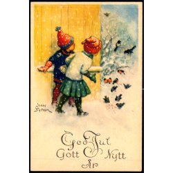 Jenny Nystrm - God Jul - Gott Nytt r - Visitkortformat - A.Eliasson u/n - Ubrugt