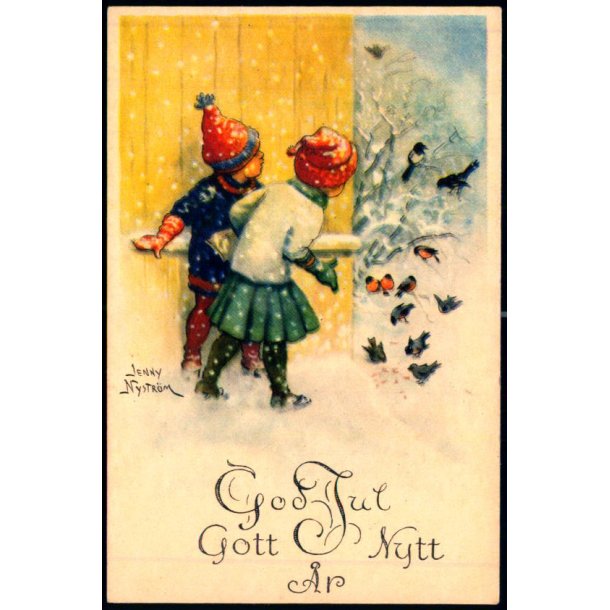 Jenny Nystrm - God Jul - Gott Nytt r - Visitkortformat - A.Eliasson u/n - Ubrugt
