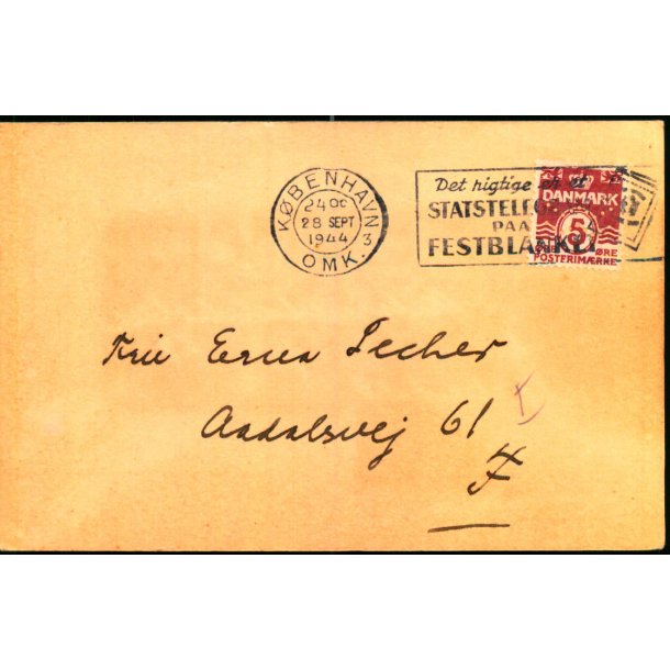 Perfin - Kbenhavns Kommune p Kort - Kbenhavns kommunes Aftenskole - Stemplet