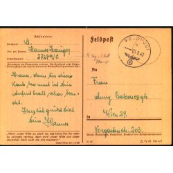 Tysk Feldpostkort - Feldpoststempel  5 - 9 - 43 - Til Wien 27 - No. 27279 C