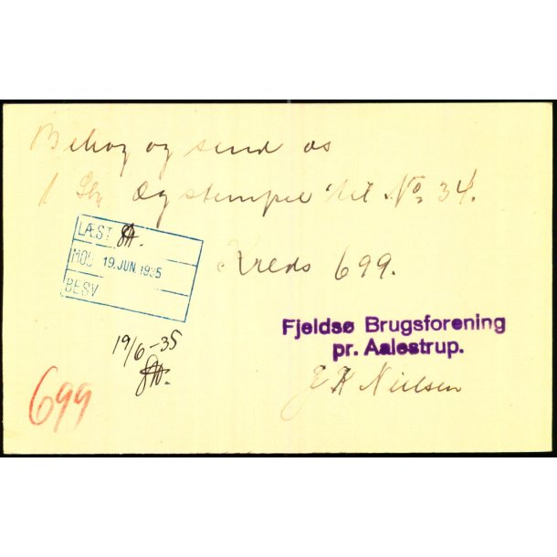 Fjelds Brugsforening - pr. Aalestrup - u/n - Brugt. 