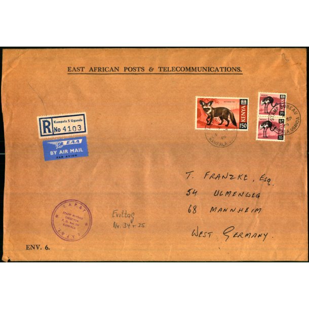 Luftpost Brev fra Kenya til Tyskland - 15 - 9 - 69