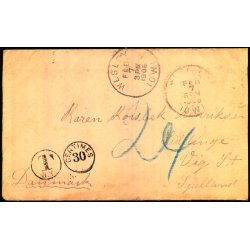 Efterporto - Brev fra Wesly  7 - 2 - 1908 - Efterporto 24 re. - Frimrke mangler 1