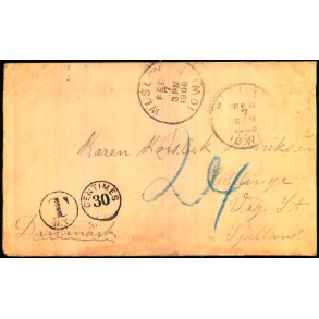 Efterporto - Brev fra Wesly  7 - 2 - 1908 - Efterporto 24 re. - Frimrke mangler 1