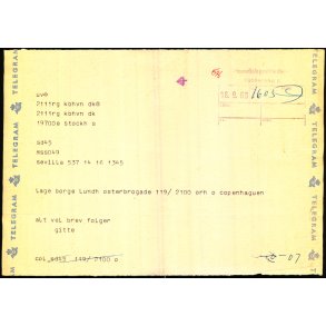 Telegram fra Sevilla - 16 - 9 - 68  - Til Kbenhavn