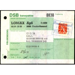 Banepakke DSB - Flgeseddel - 25 - 11 - 77 - 1x18 kr. - Stemplet