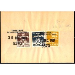 Efterporto - Debetseddel Trustrup  30 dec. 1983 -  10 kr. 70 re 