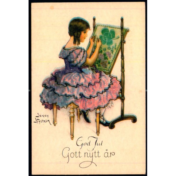 Jenny Nystrm - God Jul - Gott Nytt r - Visitkortformat - A.Eliasson u/n - Ubrugt