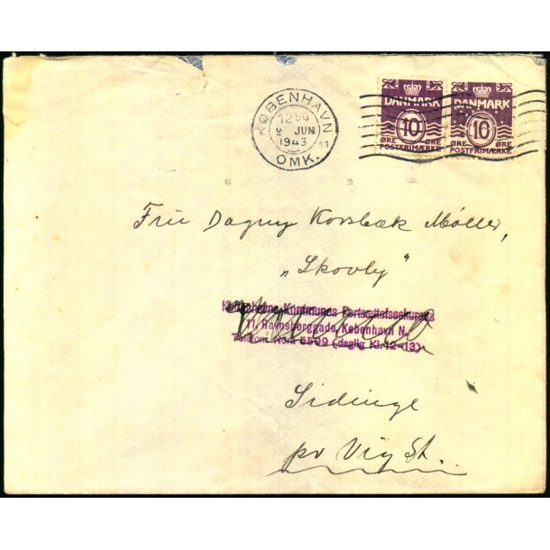 Perfin - Kbenhavns Kommune p Kort - Kbenhavns kommunes Fortsttelseskursus - Stemplet