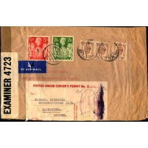 Luftpost - Censurbrev fra England  ? ? - Til Sverige