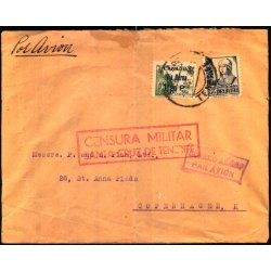 Luftpost - Censurbrev fra Spanien  8 - 4 - 38 - Til Copenhagen