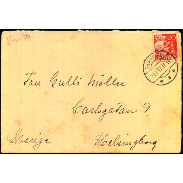 Censurbrev fra Danmark  21 - 7  - 42 - Til  Sverige