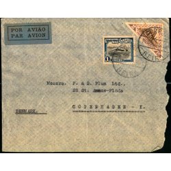 Luftpost Brev fra Mocambique til Danmark - 24 - 3 - 38 - Kuverten revet op !!