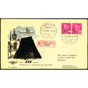 Frsteflyvning - Skandinavien - Bagdad - 17 - 5 -55 - Bagdad-Kuvert