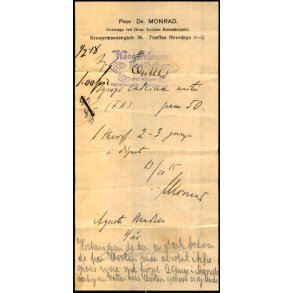 Recept - Prof. Dr. Med. Monrad - Kong Salomon Apothek - 13 - 10 - 1915