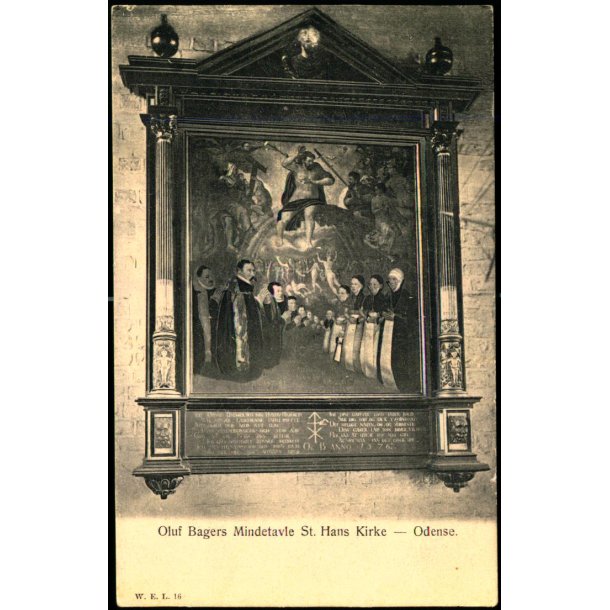 Oluf Bagers Mindetavle i St. Hans Kirke - Odense - W.E.L. 16 - Ubrugt