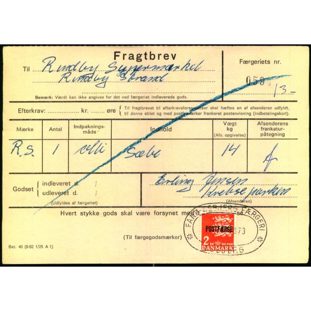Fragtbrev - 2kr Rigsvben  Prov.  - Fra Fan til Esbjerg 18. Marts 1973