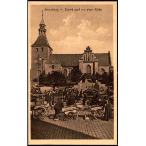 Svendborg - Torvet med Vor Frue Kirke - Einar Hansens Bogh.  9036 - Ubrugt