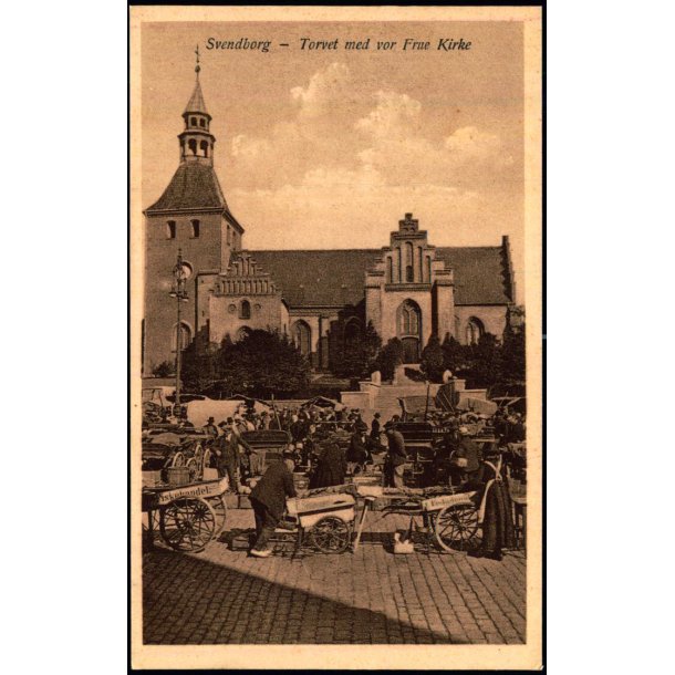 Svendborg - Torvet med Vor Frue Kirke - Einar Hansens Bogh.  9036 - Ubrugt